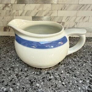 Arabia from Finland White and Blue Ceramic Pitcher